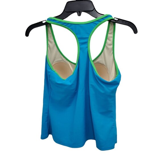 Beach Rays Women's Aqua Lime Trim Swim Tank + Bottoms Matching Bikini Set Size L - Picture 5 of 8